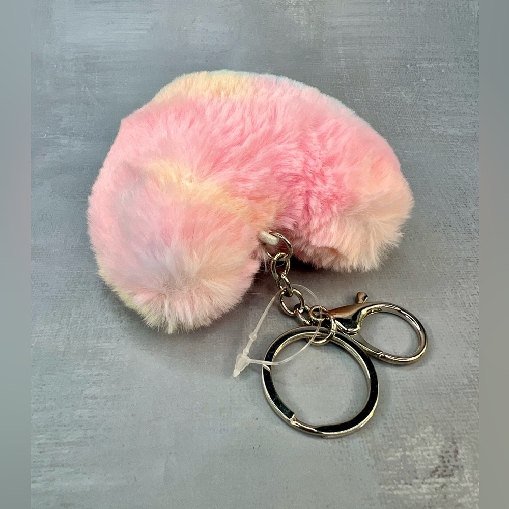 NEW Extra Large Tie Dye Plush Heart Bag Charm Keychain